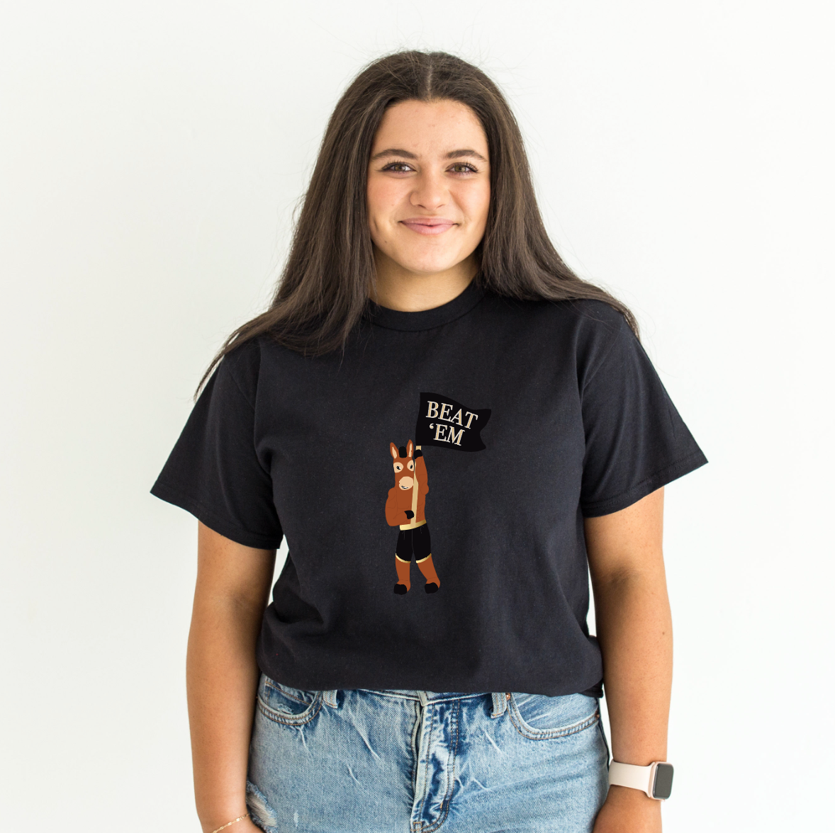 Beat 'Em Blackjack the Mule White Tee