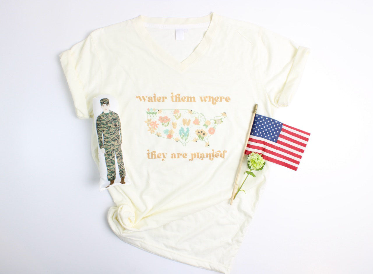 water them where they are planted usa tee