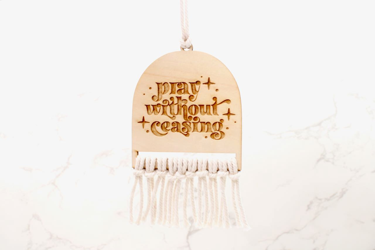 Pray Without Ceasing Rearview Mirror Charm