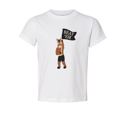 Beat 'Em Blackjack the Mule White Tee