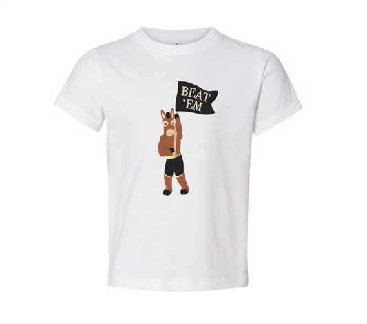 Beat 'Em Blackjack the Mule White Tee