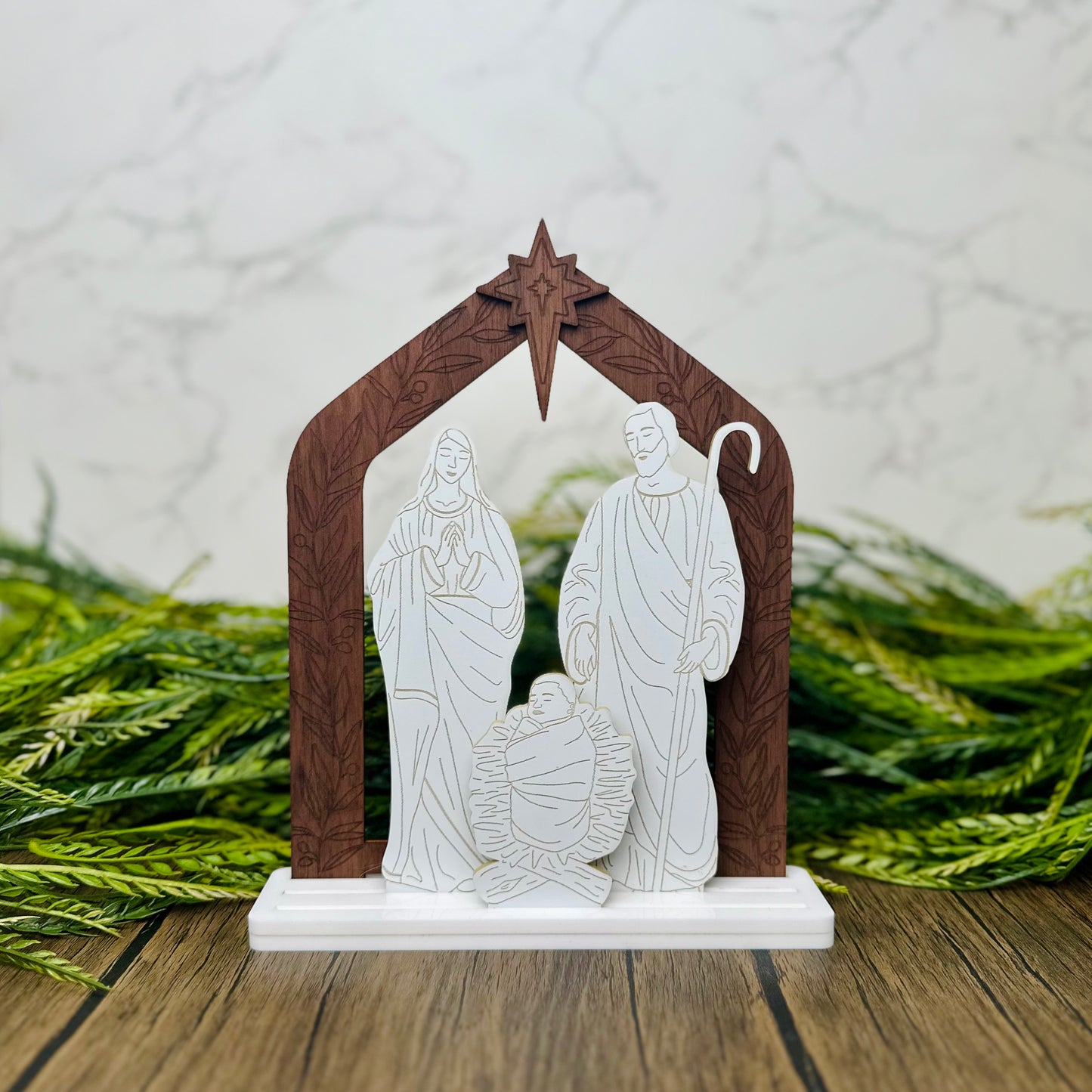 Holy Night Acrylic and Wood Interchangeable Nativity Set