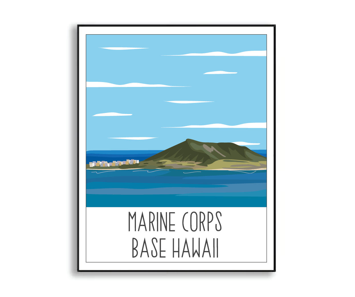 Marine Corps Base Hawaii Print Sketch + Sentiment