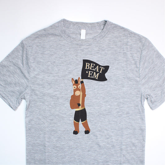 Beat 'Em Blackjack the Mule Gray Tee