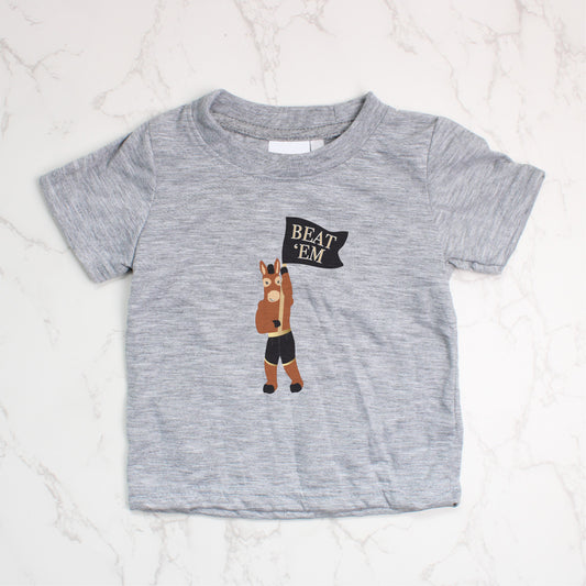 Beat 'Em Blackjack the Mule Gray Tee