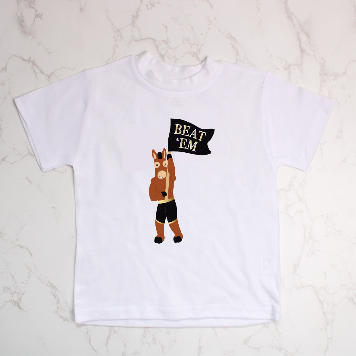 Beat 'Em Blackjack the Mule White Tee