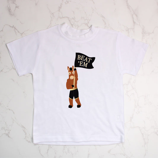 Beat 'Em Blackjack the Mule White Tee
