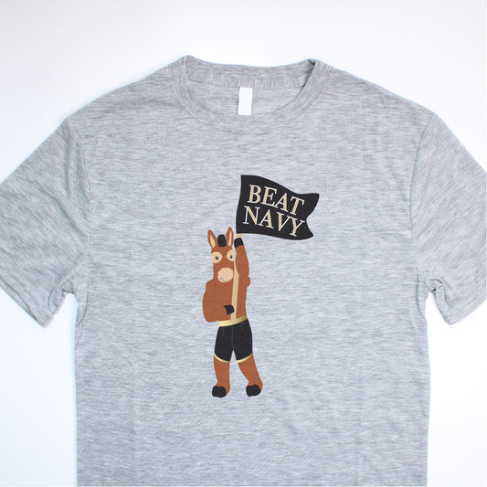 Beat Navy Blackjack the Mule Gray Tee