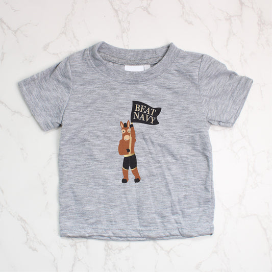 Beat Navy Blackjack the Mule Gray Tee