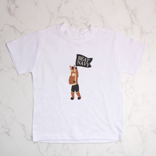 Beat Navy Blackjack the Mule White Tee
