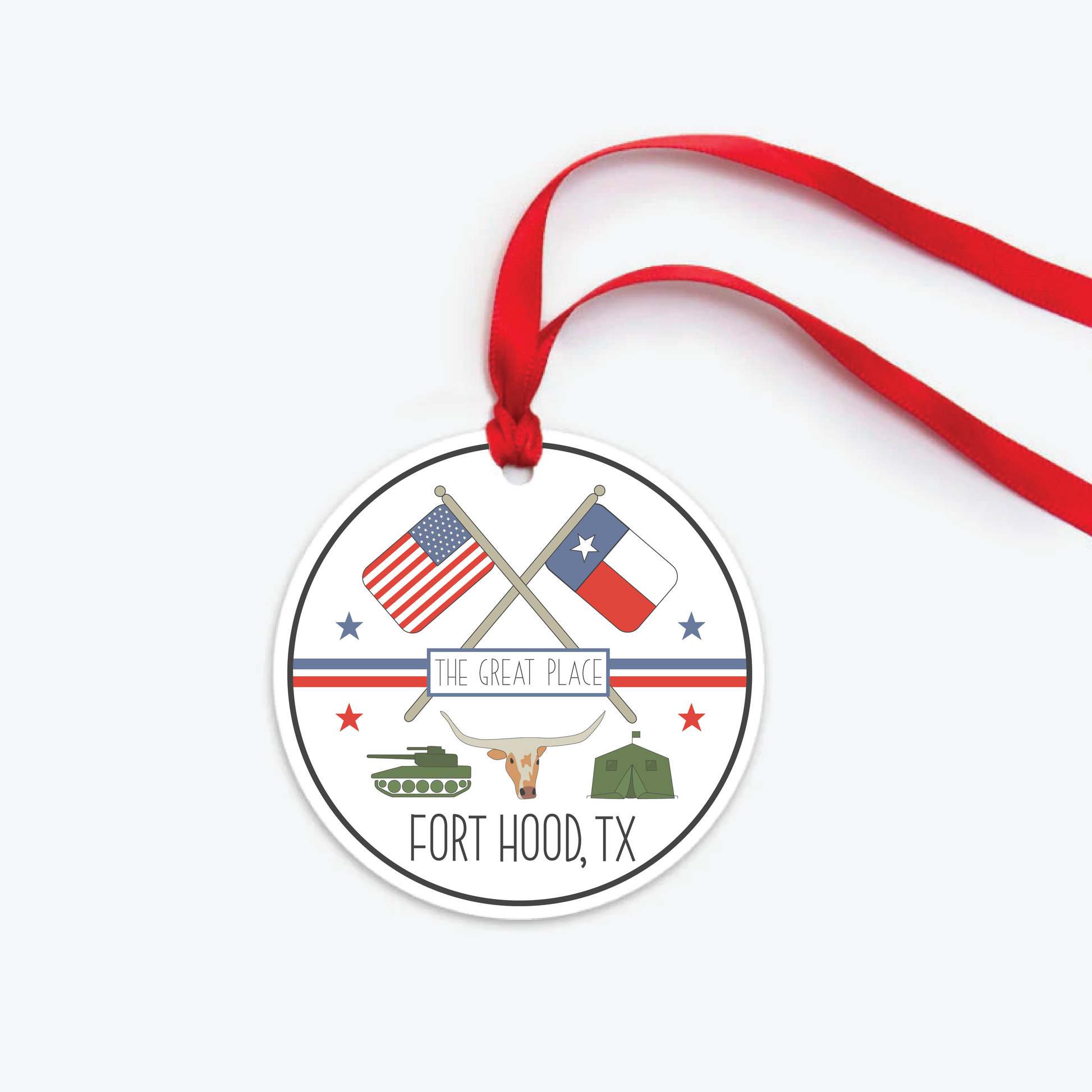 fort hood ornament two sided