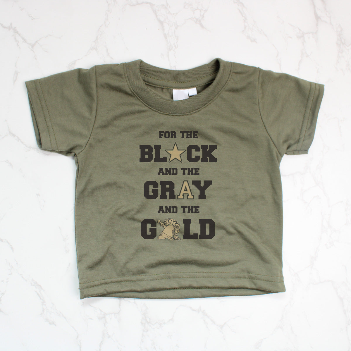For the Black and the Gray and the Gold Olive Tee
