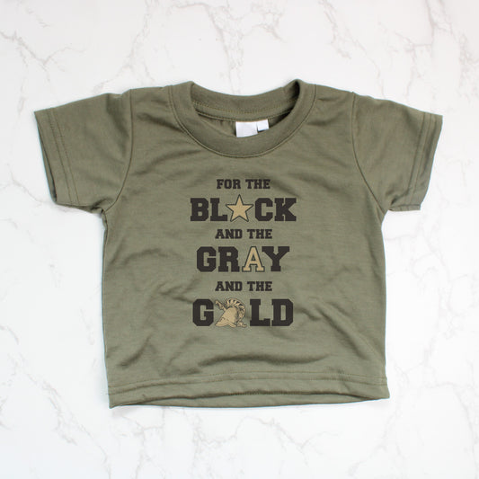 For the Black and the Gray and the Gold Olive Tee