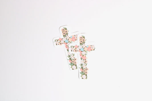 floral cross sticker