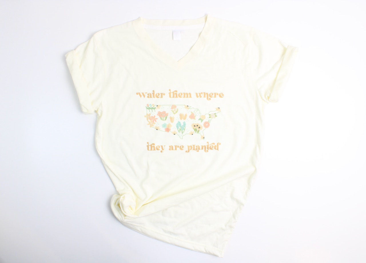 water them where they are planted usa tee