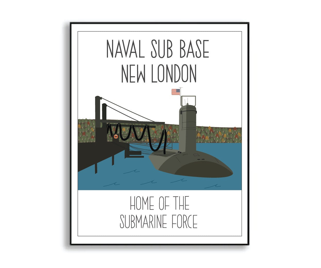 naval submarine base new london print