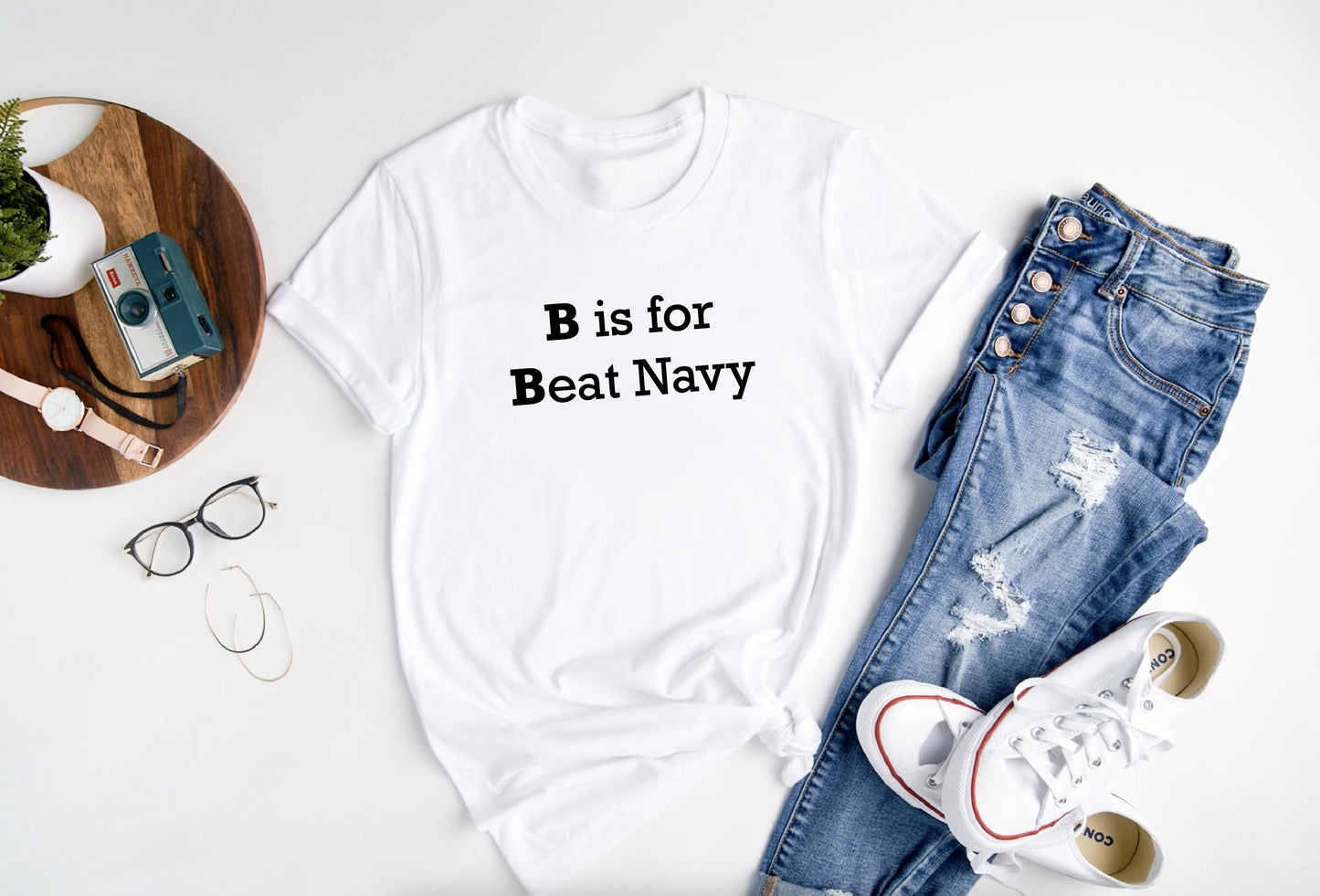 g is for go army, b is for beat navy tshirt